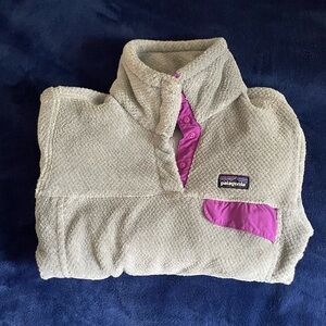 Women’s Patagonia Retool Snap Grey and Purple Quarter Button Up Size Small
